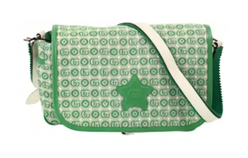 GUCCI Cotton Jacquard Messenger Bag, Shoulder Bag, Crossbody Bag Kids' Green