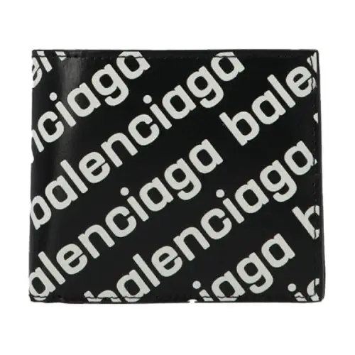 Balenciaga Cash Leather Wallet Unisex Black & White