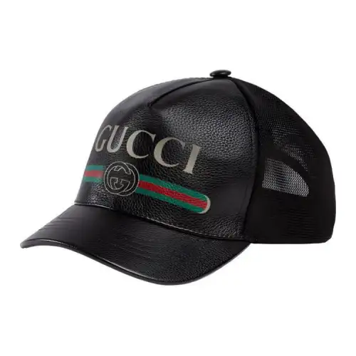 GUCCI Pre Owned Leather Logo Baseball Cap