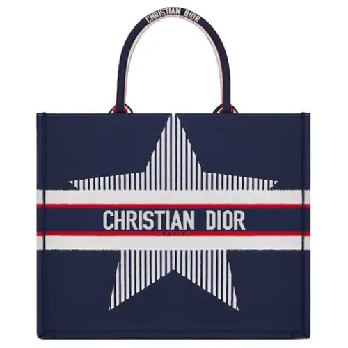 DIOR DioralpsBookTote Five Pointed Star Tricolor Embroidery Print Tote Bag, Shopping Bag, Shoulder Bag, Handbag Medium