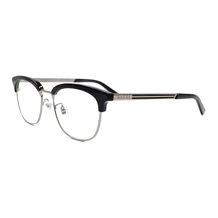 GUCCI Oval Prescription Glasses Men's Silver Black