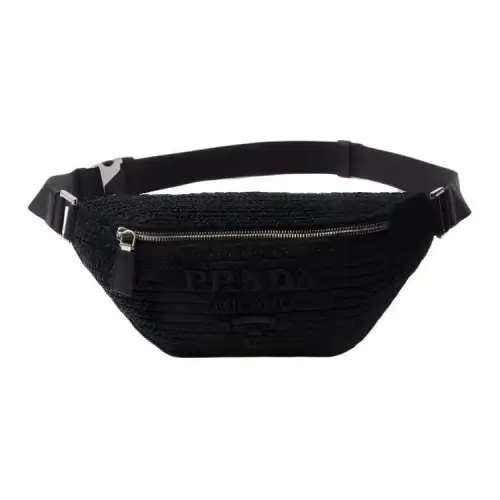 PRADA Raffia Fanny Pack Men's Black