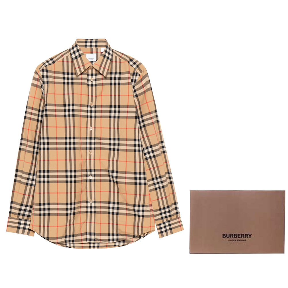 Мужская рубашка Burberry (бежевая) — фото 10