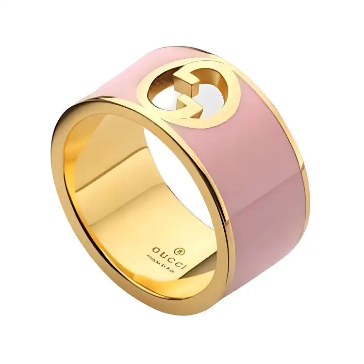 GUCCI Blondie Enamel Rings Unisex Pink
