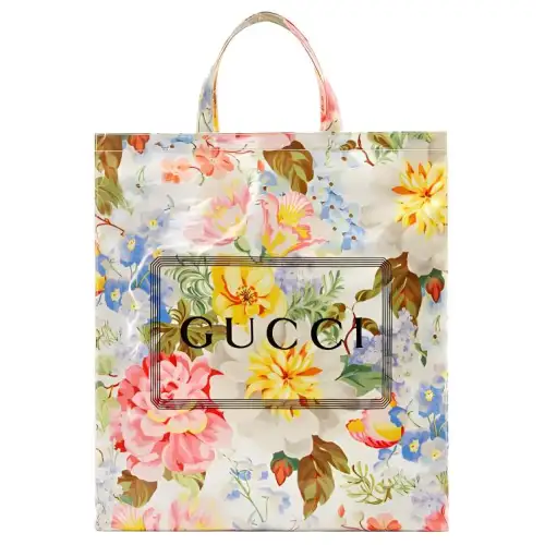 GUCCI Coated Cotton Tote Bag, Shopping Bag, Shoulder Bag, Handbag Medium Women's White/Multicolor