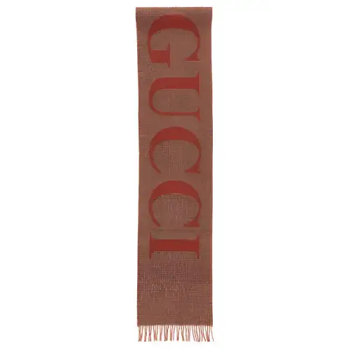 GUCCI Knit Scarves Unisex Red Brown