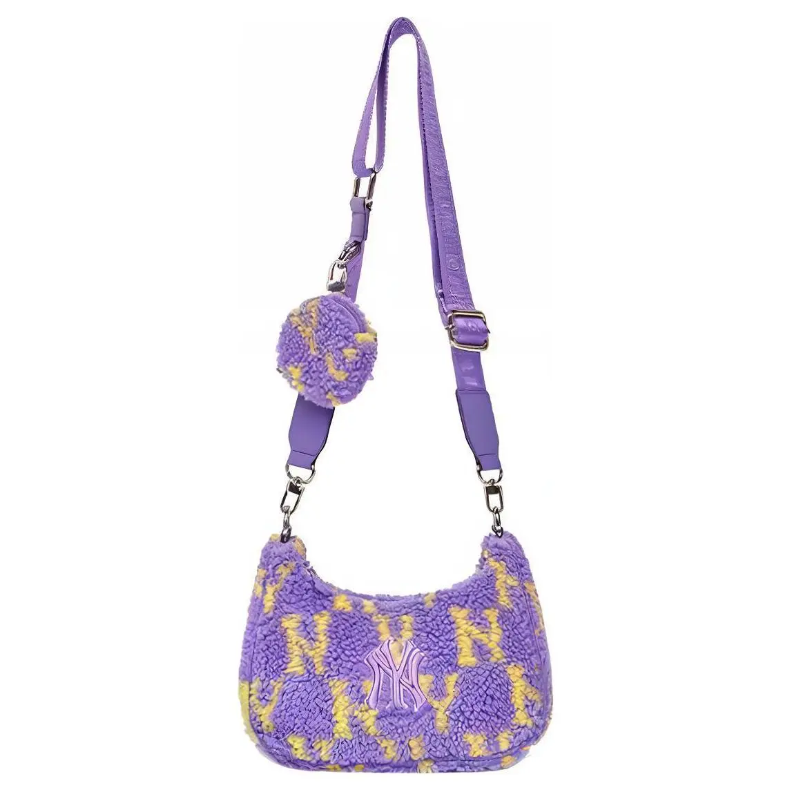 MLB Plush Combo Bag, Crossbody Bag, Shoulder Bag Regular Women's Purple Yellow Color Block