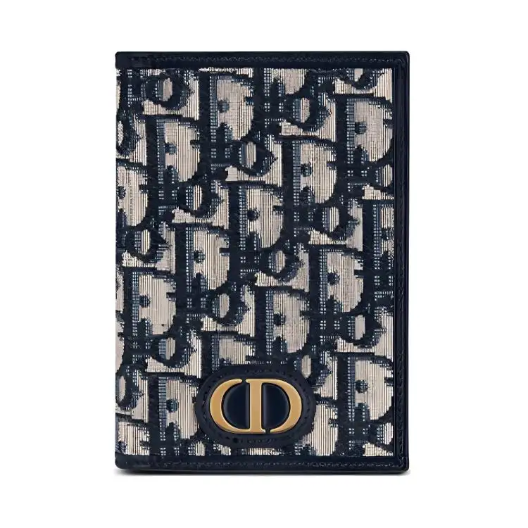 DIOR 30 Montaigne Canvas Passport Holder Canvas Bag Women's Blue