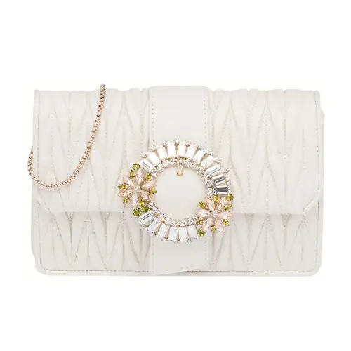 MIU MIU Matelassé Leather Handbag, Shoulder Bag Women's White