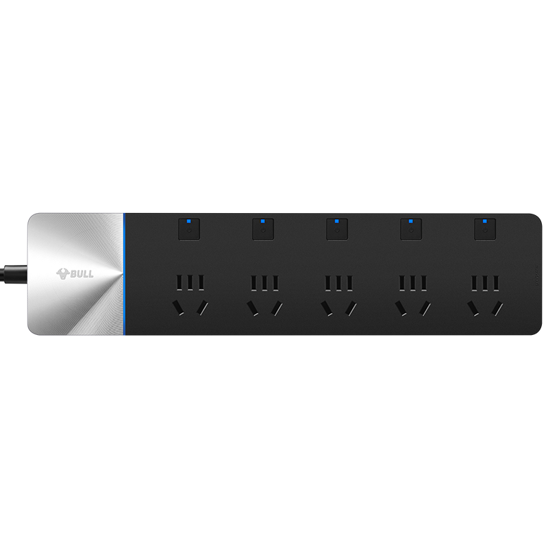 BULL smart power strip GN-H4053 sub-control 2500W socket/anti-surge socket/intelligent power strip/strip board/wiring board/power strip 5-position sub-control overload protection total length 3 meters GN-H4053