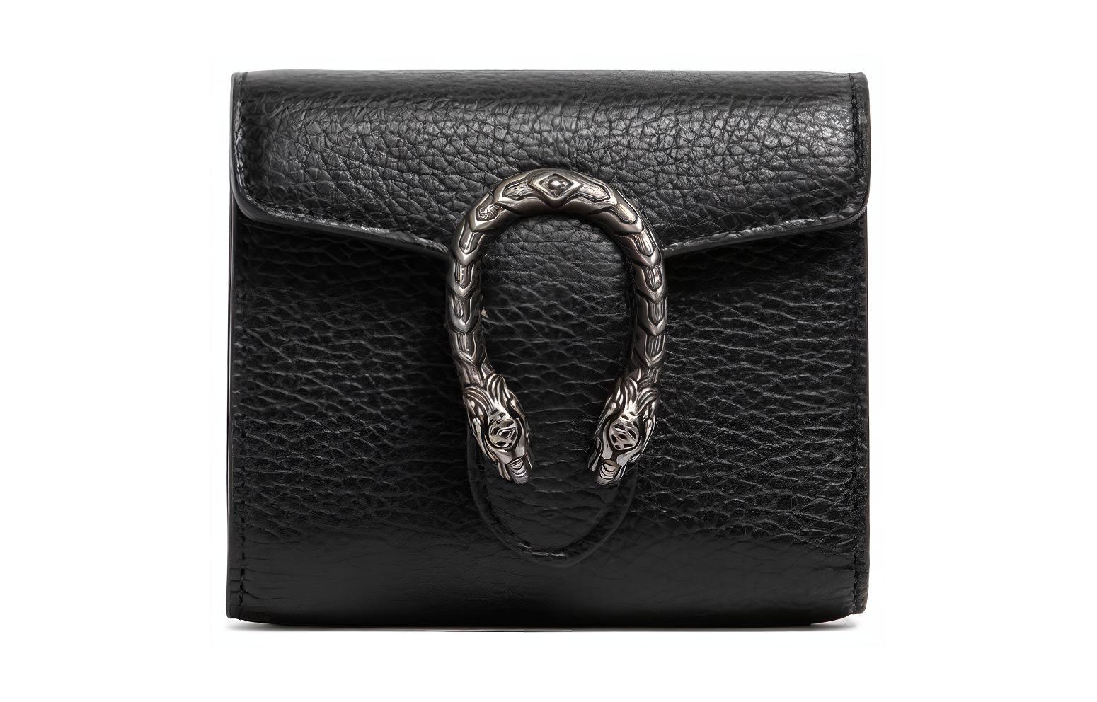 GUCCI Genuine Leather Wallet Women's Black