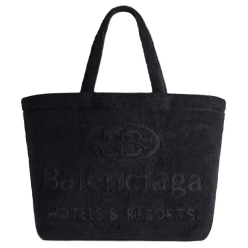 Balenciaga Cotton With Calfskin Tote Bag, Shopping Bag, Handbag Large Women's Black