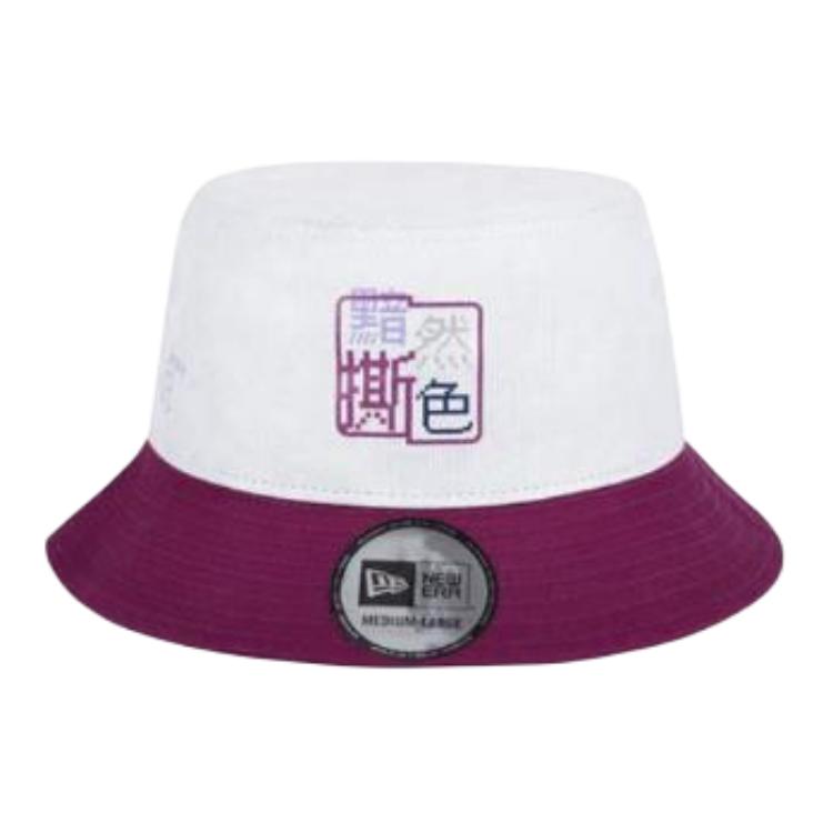 Панама New Era Bucket Hat (бело-пурпурная)