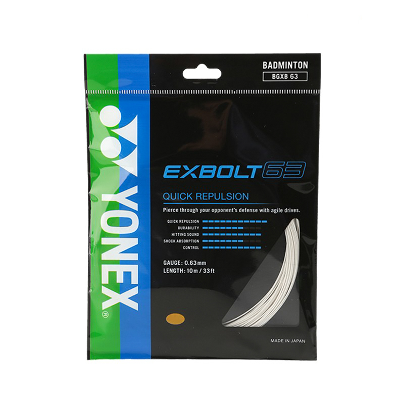 YONEX Badminton Racket Strings EXBOLT Collection Forged Fiber 63 Thread Unisex 1 Pack 10m