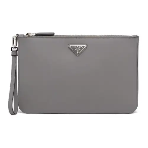 PRADA Saffiano Leather Clutch Men's Marble Gray