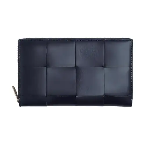 Bottega Veneta Cow Leather Wallet Men's Dark Blue