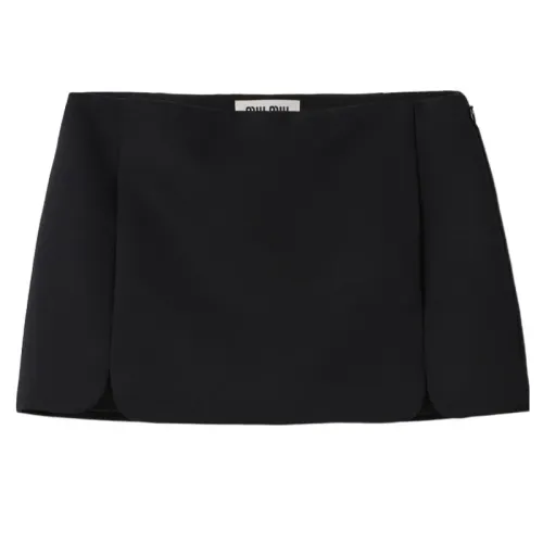 MIU MIU Grain De Poudre Miniskirt Casual Short Skirts Women's Black