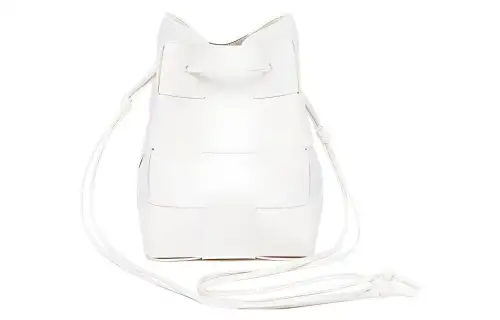 Bottega Veneta CASSETTE Pillow Bag Lambskin Bucket Bag, Shoulder Bag, Crossbody Bag Small Women's White
