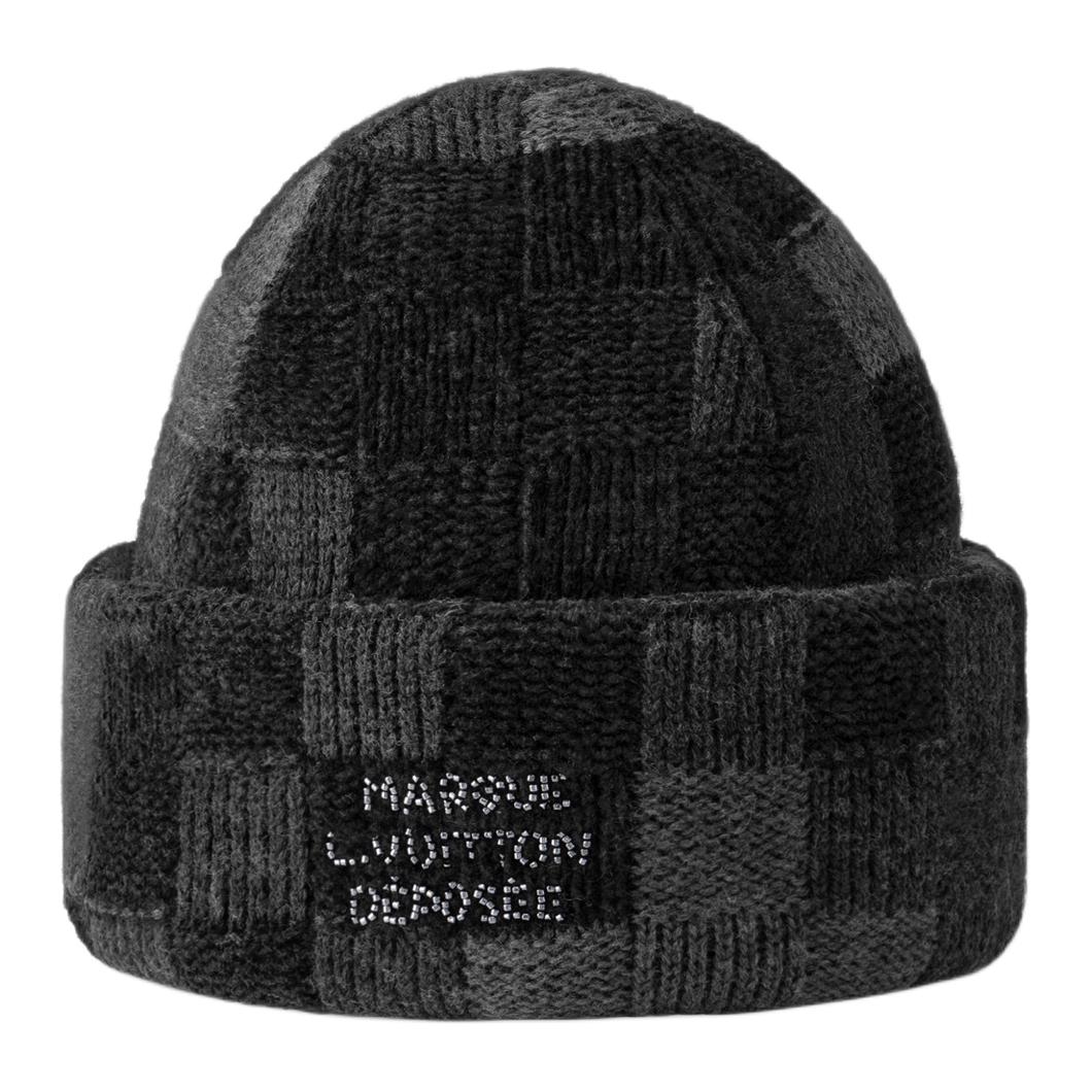 Мужская шапка Louis Vuitton DAMOFLAGE (черная)