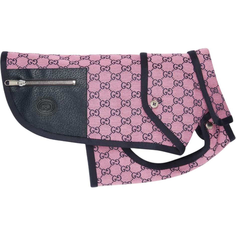 GUCCI /Gucci Pet Clothing Interlocking G Patch Jacket Pink Cotton Canvas