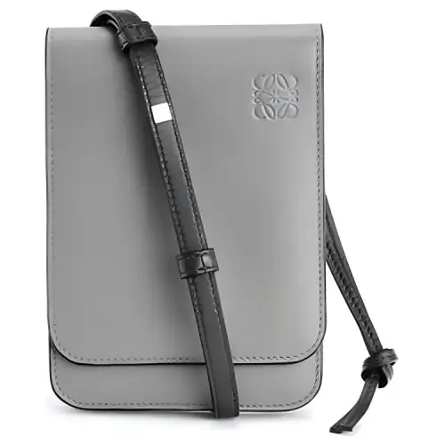 LOEWE Gusset Smooth Calfskin Shoulder Bag, Crossbody Bag Men's Gray