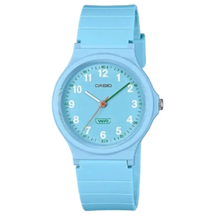 CASIO 30m Water Resistant Quartz Movement Resin Strap Watch Unisex Blue Dial