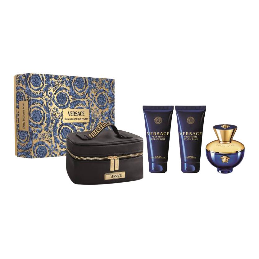 VERSACE Dylan Blue Perfume Sets Eau De Parfum EDP 100ml Perfume+100ml Shower Gel+100ml Moisturizing Lotion+Makeup Bag