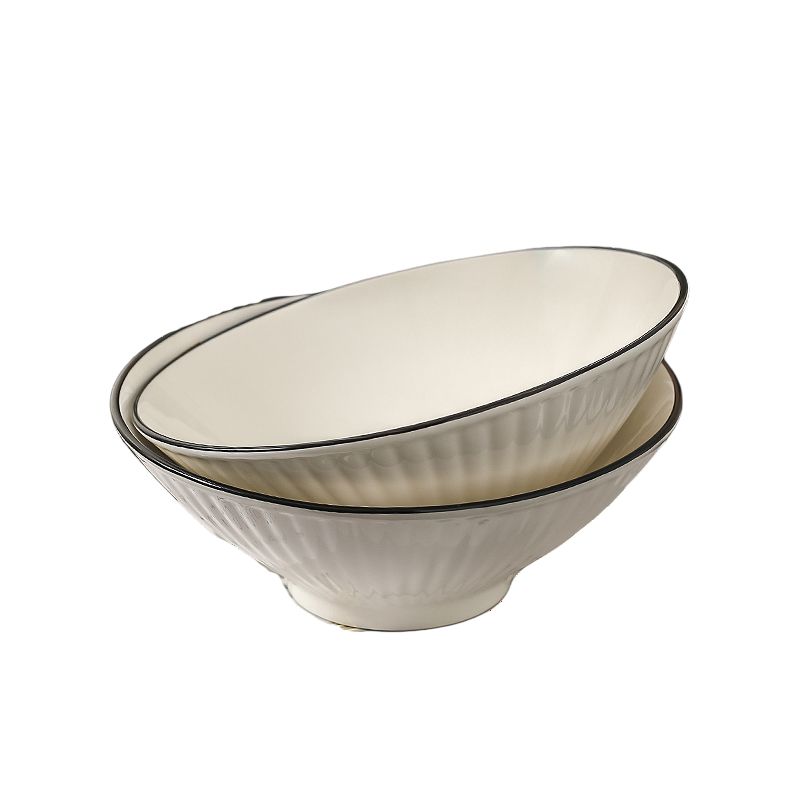 Kawashimaya KAWASIMAYA ceramic ramen bowl household simple solid color large bamboo hat soup bowl eating noodles large bowl instant noodle soup bowl