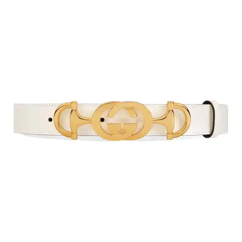 GUCCI Leather Belts Women's White Width 3cm