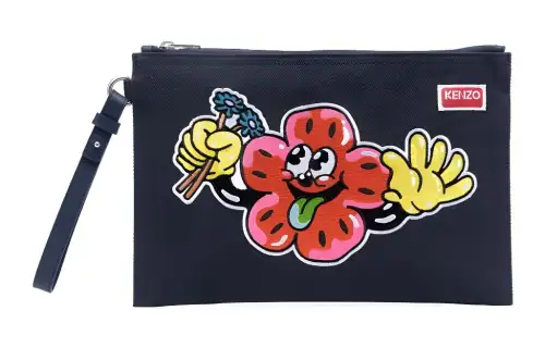KENZO Motif-Embroidered Zipped Clutch Bag