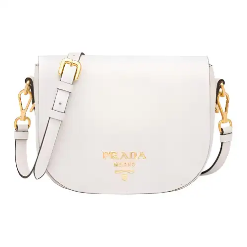 PRADA Calfskin Crossbody Bag, Shoulder Bag Women's White