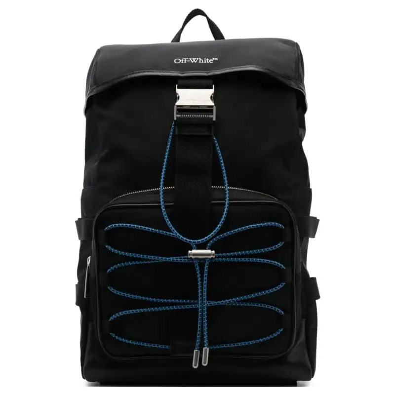 OFF WHITE Courrie Flap Drawstring Backpack Black/Multicolour