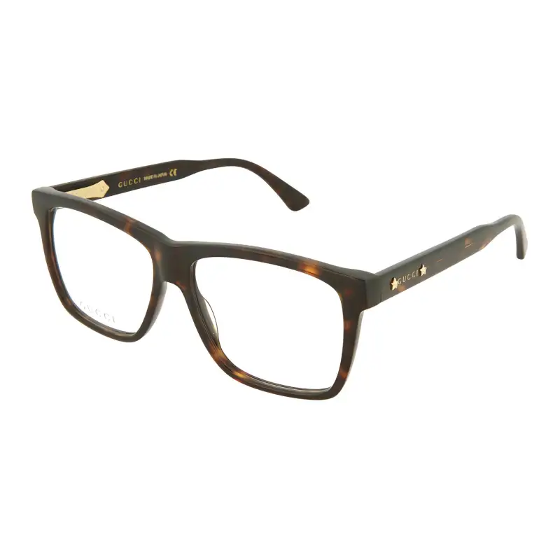 GUCCI Acetate Rectangular Eyeglass Frames Unisex Tortoiseshell