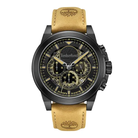 Timberland Fast Strike Collection Wrist Watches Quartz Movement Leather Strap Green Dial Men's Watches