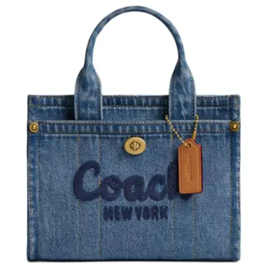 COACH Cargo Denim Tote Bag, Shopping Bag, Crossbody Bag, One Shoulder Handbag Small Women's Indigo