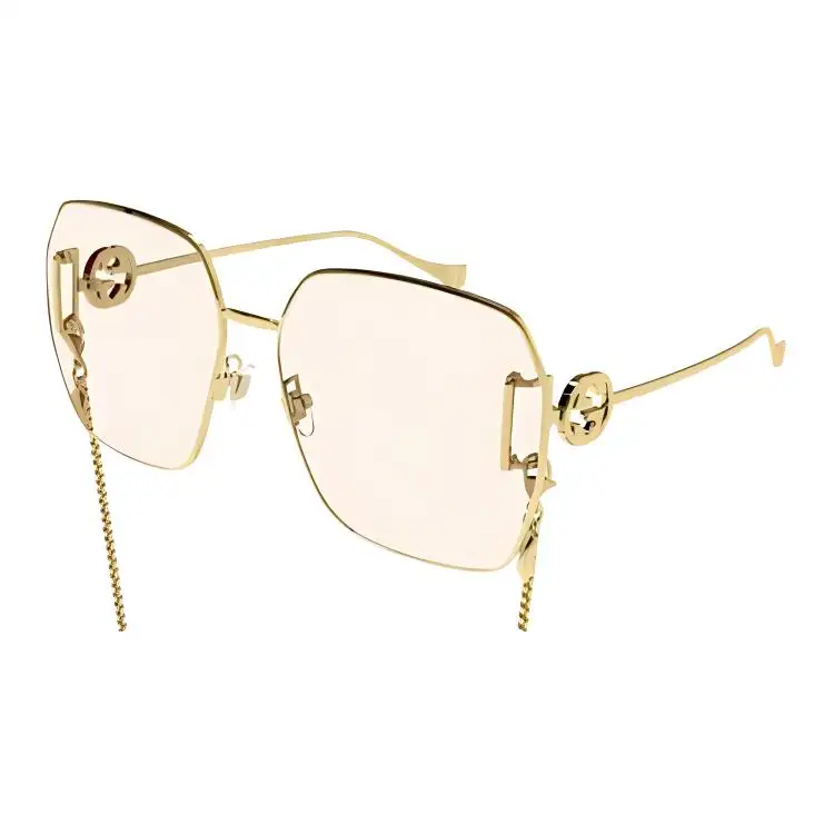GUCCI Square Sunglasses Women's Gold