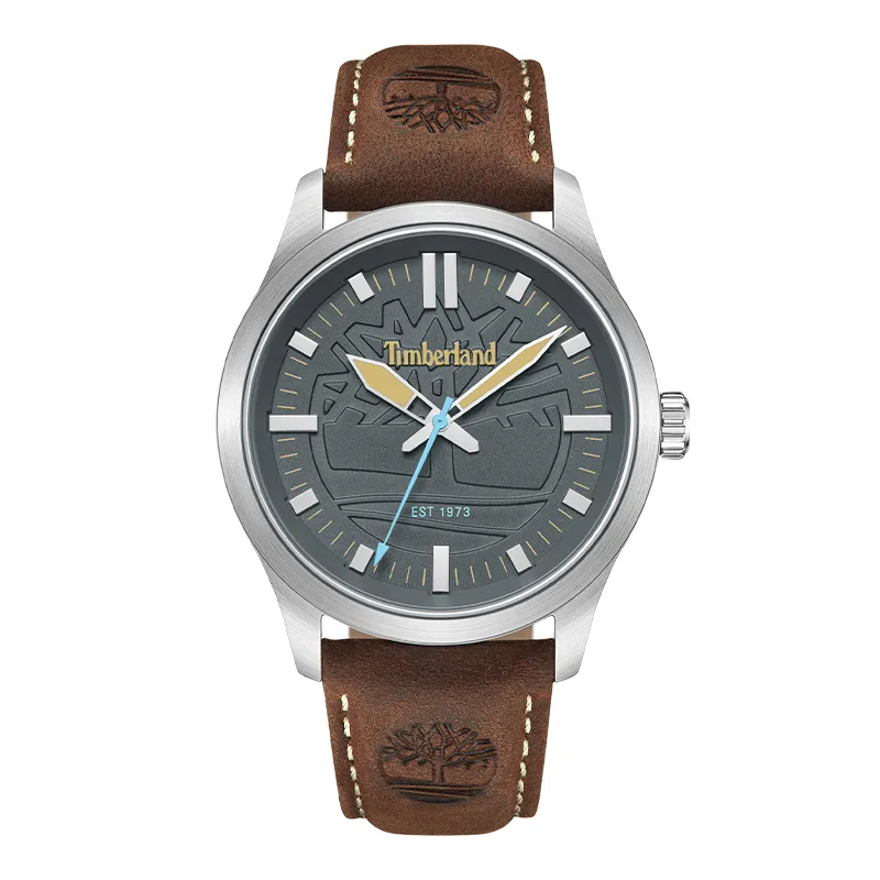 Timberland Rambush Wrist Watches Quartz Movement Leather Strap Black Dial Men's Watches