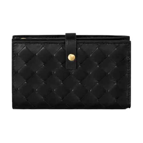 Bottega Veneta Sheepskin Wallet Medium Women's Black