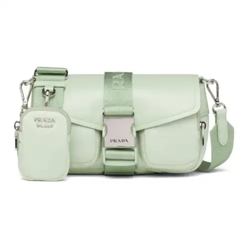 PRADA Leather Shoulder Bag, Crossbody Bag, Handbag Women's Aqua Green