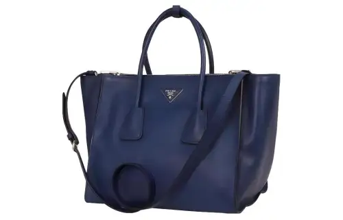 PRADA Genuine Leather Shoulder Bag, Crossbody Bag, Handbag Women's Dark Blue