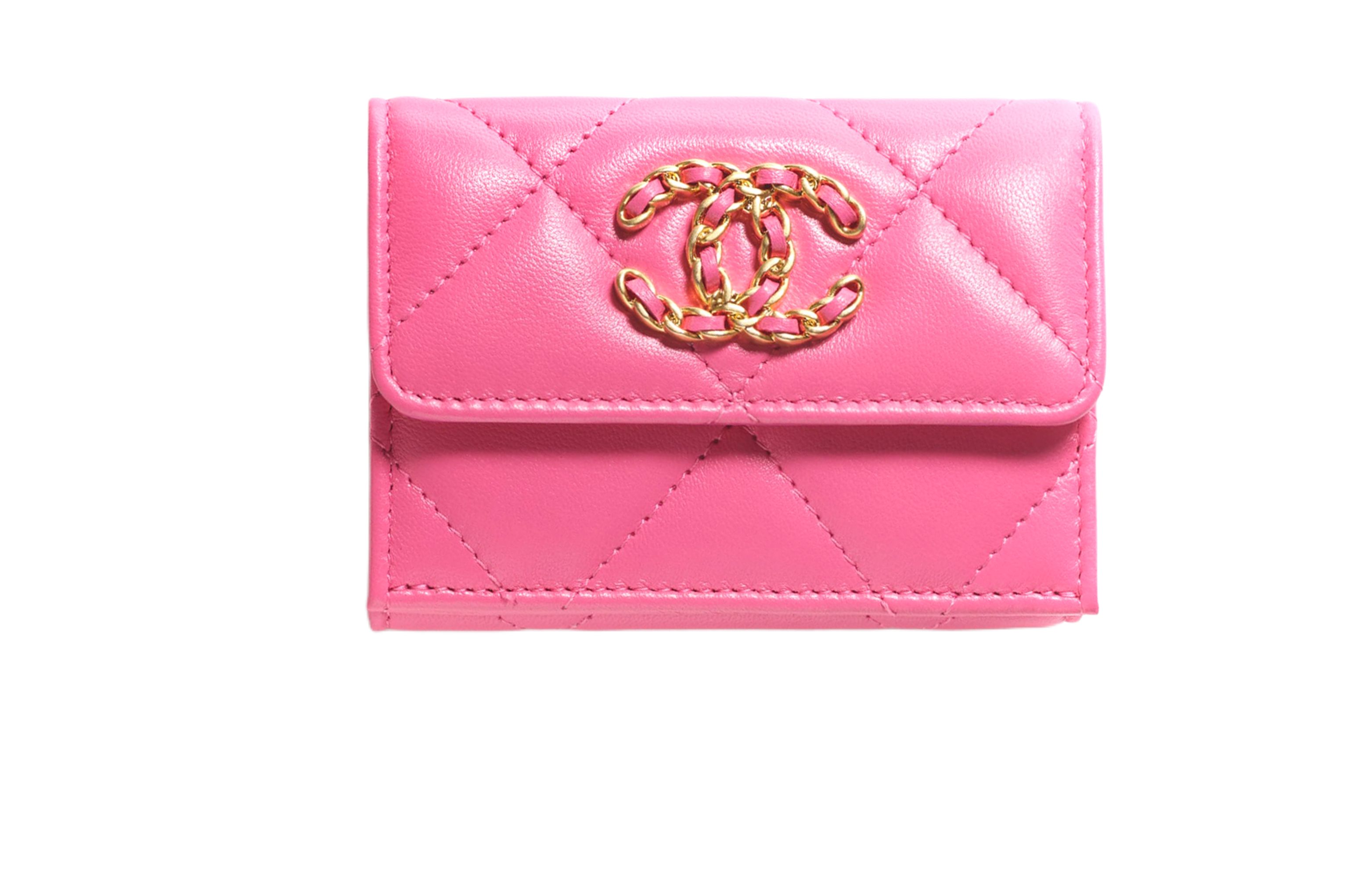 CHANEL 19Bag Lambskin Wallet Small Women's Pink