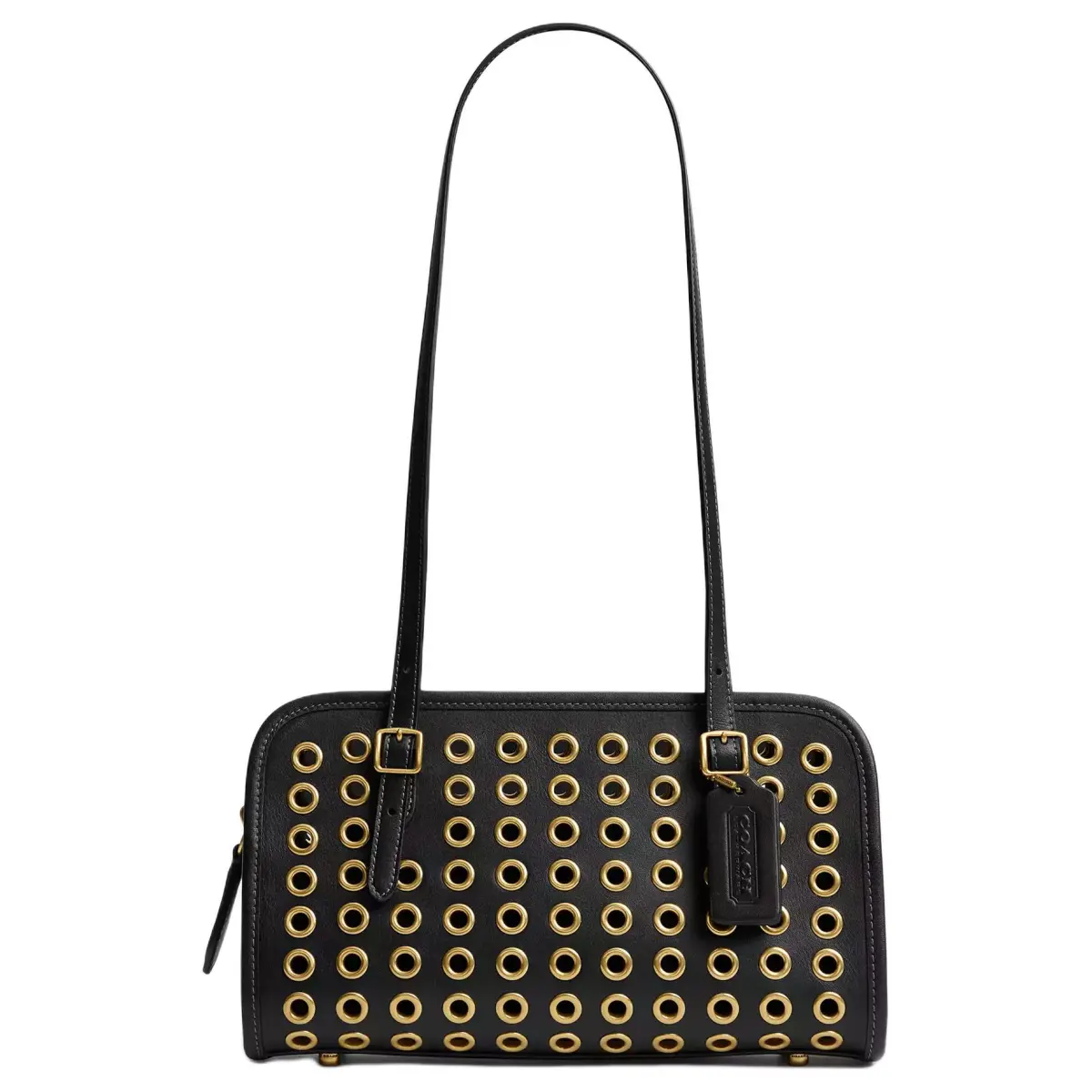 COACH Swing Zip Leather Handbag, Shoulder Bag Medium Women's Black