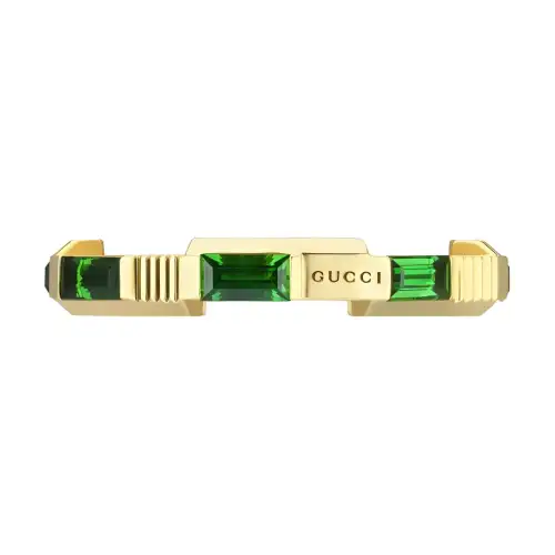 GUCCI Link To Love Series Rings Unisex Gold/Green