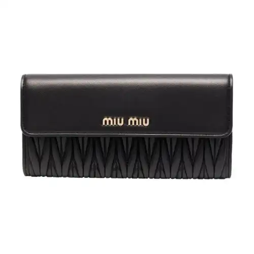 MIU MIU Lambskin Wallet Women's Black