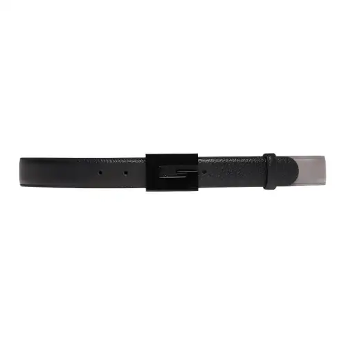 GUCCI G Leather Belts Men's Black/Gray Width 3cm