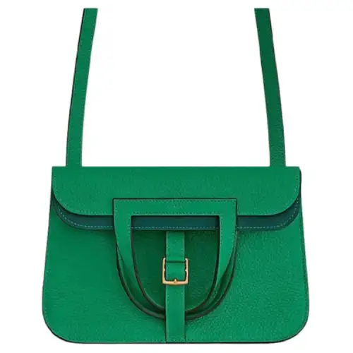HERMES Halzan Gold tone Lock Cow Leather Horseshoe Bag Women's