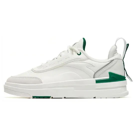 ANTA Bump Skateboard Shoes Men Low-Top Ivory White/Green Pine