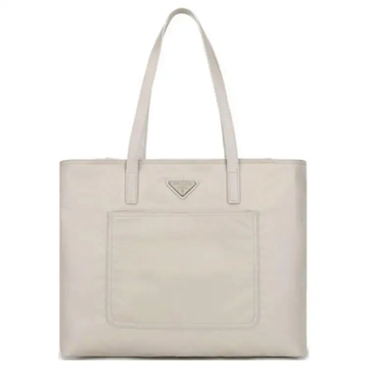 PRADA Re Nylon Zip Closure Recycled Nylon Tote Bag, Shopping Bag, Handbag, Shoulder Bag Women's Desert Yellow