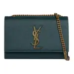 SAINT LAURENT Kate Cow Leather Crossbody Bag, Shoulder Bag Women's Blue