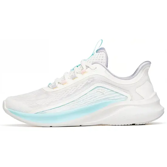 ANTA Running Shoes Women's Low-Top Ivory White/Light Blue/Pale Purple Gray
